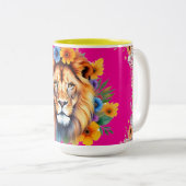 ライオンウィズフラワーコーヒーマグ ツートーンマグカップ (正面右)