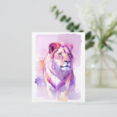 ライオンウォーターカラーポートレート3 ポストカード (スタンド正面)