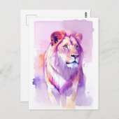 ライオンウォーターカラーポートレート3 ポストカード (正面/裏面)