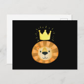 ライオンウォーターカラー動物顔アートキッズ インビテーションポストカード (正面/裏面)