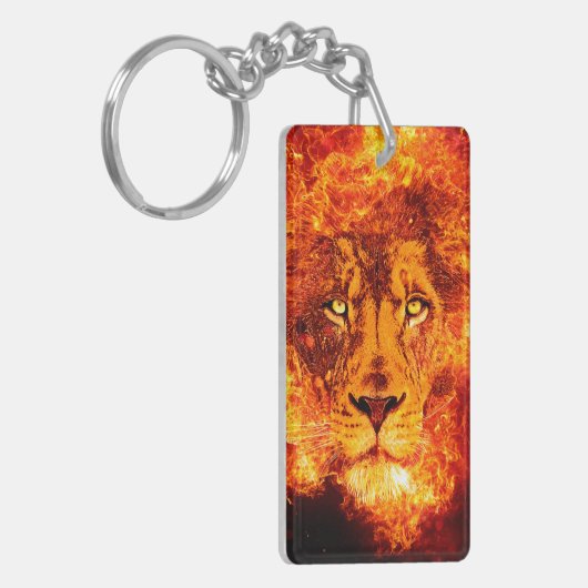 ライオンオンファイアレッドオレンジイエロー キーホルダー (正面左)