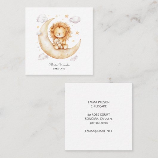 ライオンカブお洒落託児ビジネスカード スクエア名刺 (正面/裏面)