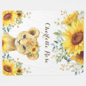 ライオンカブサマーサンフラワーベイビーガール子供部屋 フリースブランケット (正面(横))