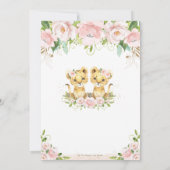 ライオンカブス赤面ピンクフローラツインズベビーシャワー 招待状 (裏面)