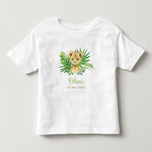 ライオンカブトロピカルグリーン誕生日ベビーシャワー トドラーTシャツ