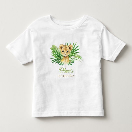 ライオンカブトロピカルグリーン誕生日ベビーシャワー トドラーTシャツ (正面)