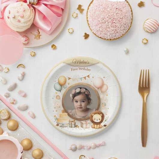 ライオンカブフォトフレーム子供への誕生日パーティー ペーパープレート