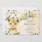 ライオンカブフローラニュートラル赤ちゃんシャワー 招待状 (正面)