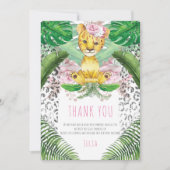 ライオンガールイラストレーションサファリ誕生日Iバプテスマ サンキューカード (正面)
