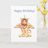 ライオンキャットユニコーン誕生日カード カード (黄色い花)