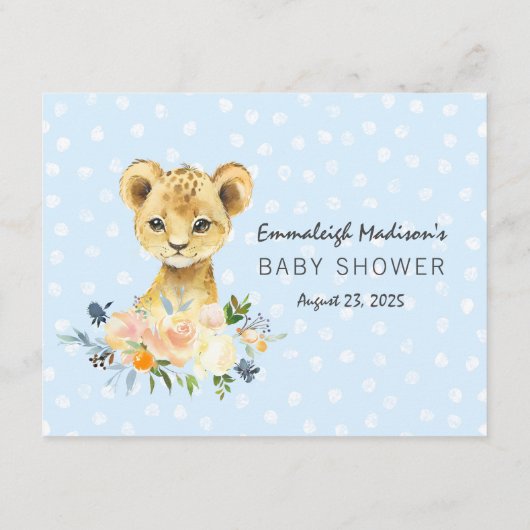 ライオンキュブブルーマママママズベリーサイズベビーシャワーゲーム エンクロージャーカード (裏面)