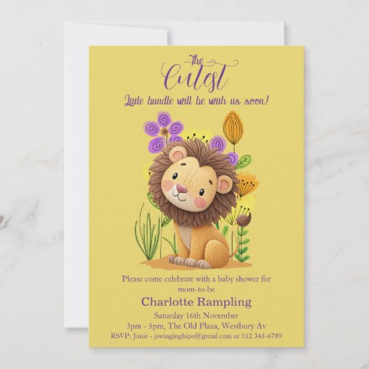 ライオンキュービーベイビーシャワーオンアズール招待状 招待状 (正面)