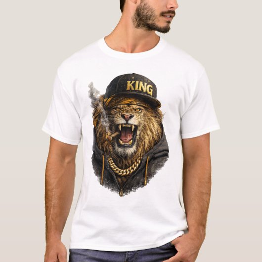 ライオンキングストリートウェアTシャツ - 都会的な大胆スタイル Tシャツ (正面)