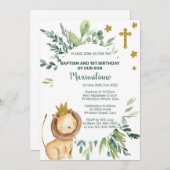ライオンキング1歳の誕生日のバプテスマの招待。 招待状 (正面/裏面)
