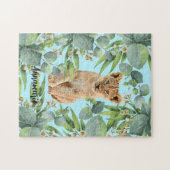 ライオンクブカワイイティール(緑がかった色)ジャングルグリーンフォレスト ジグソーパズル (横)