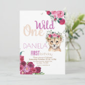 ライオンクブガールフラワーズグリッター1st誕生日パーティー 招待状 (スタンド正面)