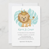 ライオンクブジャングル葉の男の子ベイビーシャワー 招待状 (正面)