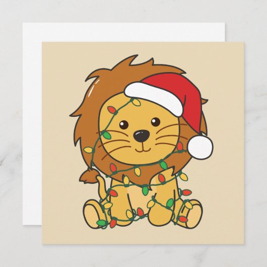 ライオンクリスマスウィンターアニマルズホリデーライオン シーズンカード (正面/裏面)