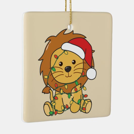 ライオンクリスマスウィンターアニマルズホリデーライオン セラミックオーナメント (右)