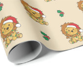 ライオンクリスマスウィンターアニマルズホリデーライオン ラッピングペーパー (ロールコーナー)