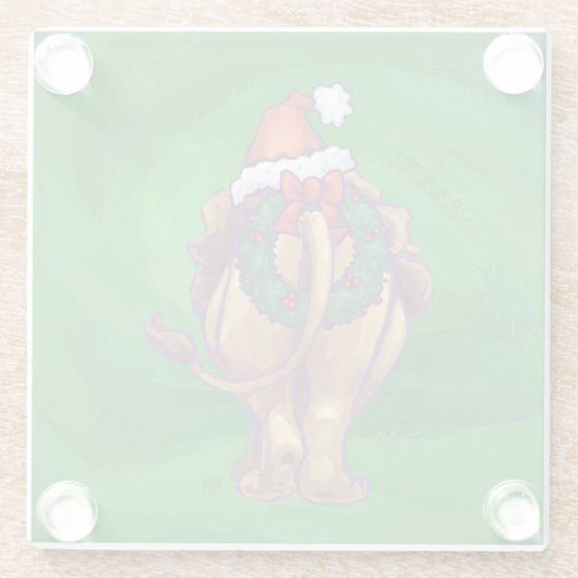 ライオンクリスマスオングリーン ガラスコースター (裏面)