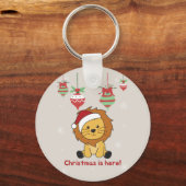 ライオンクリスマススノーウィンターアニマルズライオンズキーチェーン キーホルダー (正面)