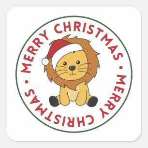 ライオンクリスマススノーウィンターアニマルズライオンズスクエアセント スクエアシール