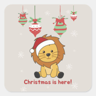 ライオンクリスマススノーウィンターアニマルズライオンズスクエアセント スクエアシール