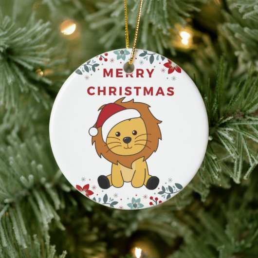 ライオンクリスマススノーウィンターアニマルズライオンズセラミックO セラミックオーナメント (ツリー)