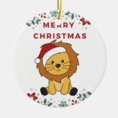 ライオンクリスマススノーウィンターアニマルズライオンズセラミックO セラミックオーナメント (正面)