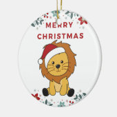 ライオンクリスマススノーウィンターアニマルズライオンズセラミックO セラミックオーナメント (左)