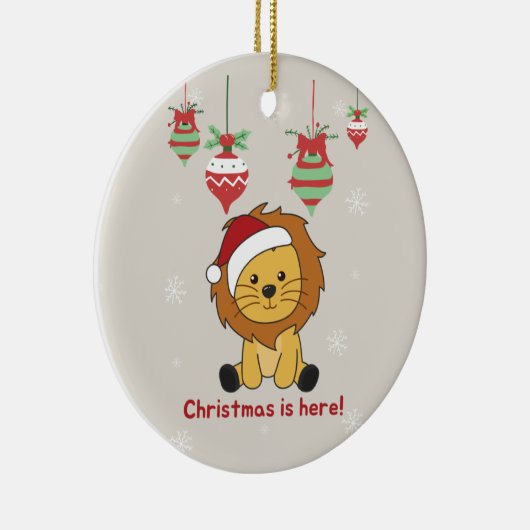 ライオンクリスマススノーウィンターアニマルズライオンズセラミックO セラミックオーナメント (右)