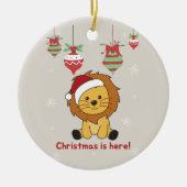 ライオンクリスマススノーウィンターアニマルズライオンズセラミックO セラミックオーナメント (正面)