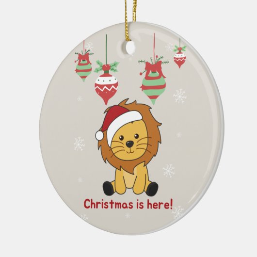 ライオンクリスマススノーウィンターアニマルズライオンズセラミックO セラミックオーナメント (左)