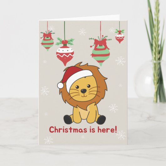 ライオンクリスマススノーウィンターアニマルズライオンズホリデイC シーズンカード (正面)