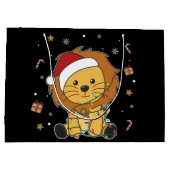 ライオンクリスマススノーウィンターアニマルズライオンズラージGif ラージペーパーバッグ (裏面)