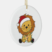 ライオンクリスマススノーウィンターアニマルライオンアダルトクロ セラミックオーナメント (右)