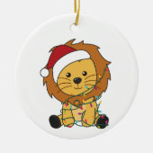 ライオンクリスマススノーウィンターアニマルライオンアダルトクロ セラミックオーナメント (正面)