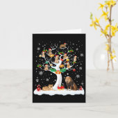 ライオンクリスマスツリー犬の恋人の男性の女性の男の子G カード (黄色い花)