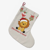 ライオンクリスマス雪の冬の動物ライオンズラージChr ラージクリスマスストッキング (正面 (吊り時))