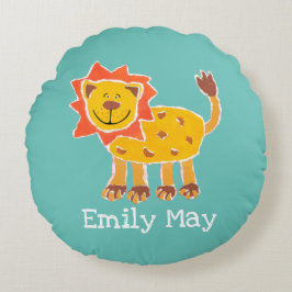 ライオンコラージュパーソナライズされたプリントクッション枕 ラウンドクッション