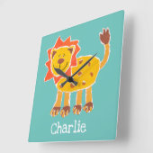 ライオンコラージュパーソナライズされたプリント スクエア壁時計 (傾斜)