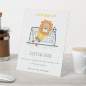 ライオンゴールキーパーサッカカスタムー誕生日パーティー 台座サイン (インサイチュ)