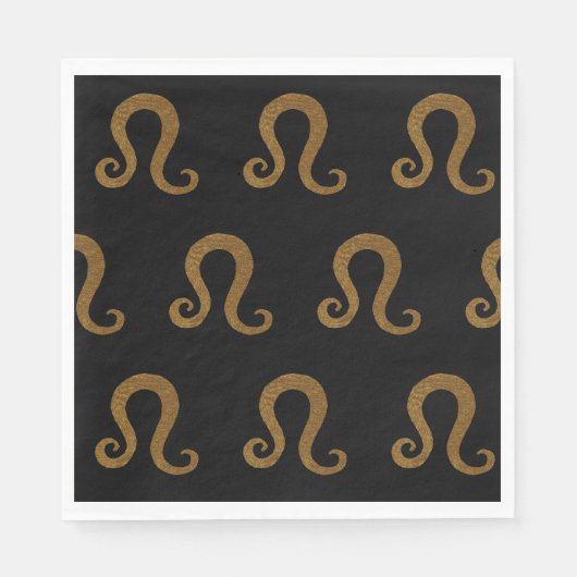 ライオンゴールデン〔占星術の〕十二宮図星占いサインカスタム スタンダードランチョンナプキン (正面)