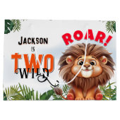 ライオンサファリツワイルド子供の誕生日パーティー ラージペーパーバッグ (裏面)