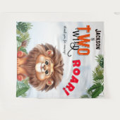 ライオンサファリツーワイルド子供の誕生日背景 タペストリー (正面(横))