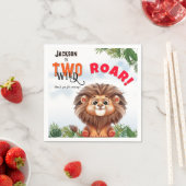 ライオンサファリツーワイルド子供の誕生日 スタンダードカクテルナプキン (インサイチュ)