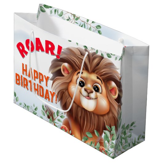 ライオンサファリラージ子供の誕生日抱き枕 ラージペーパーバッグ (正面アングル)