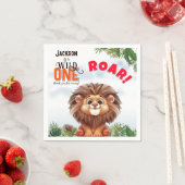 ライオンサファリワイルドワン子供の誕生日 スタンダードカクテルナプキン (インサイチュ)