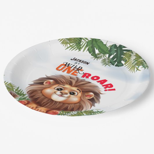 ライオンサファリワイルドワン子供の誕生日 ペーパープレート (アングル)